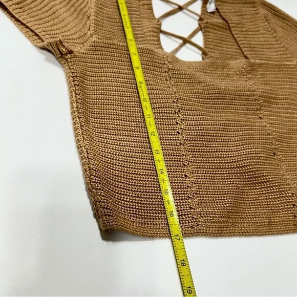 Jolie & Joy Knit Crochet Top Lace Up Back Crop Sweater L - Picture 10 of 13